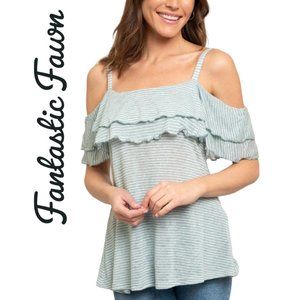 NWT Fantastic Fawn Off Shoulder Ruffle Top